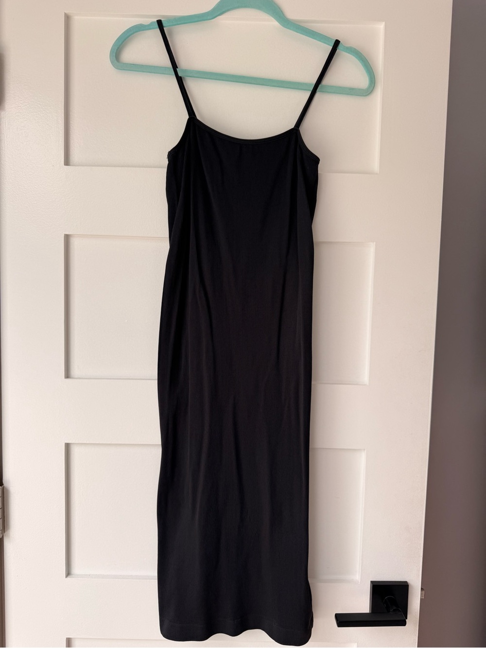 Forever 21 Black Midi Slip Dress with Spaghetti Straps